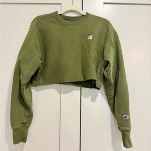 Champion Forest Green Cropped Hoodie